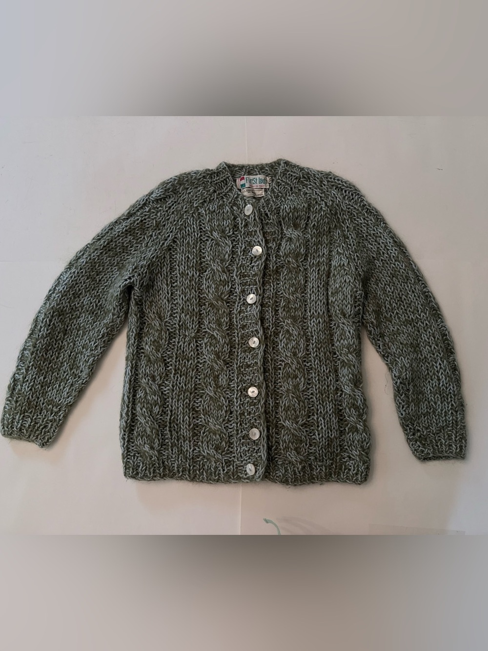 vintage first lady sweater made in italy green wool blend Sz 6